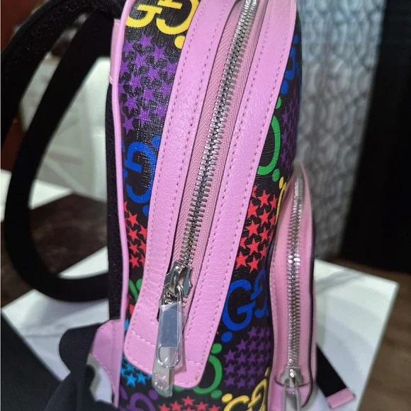 Gucci Colorful Logo Backpack with Pink Trim - Picture 5 of 9